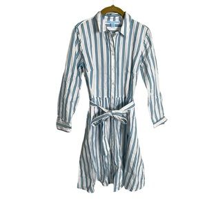 Draper James Stripe Blue White Tie Waist Shirtdress 4
